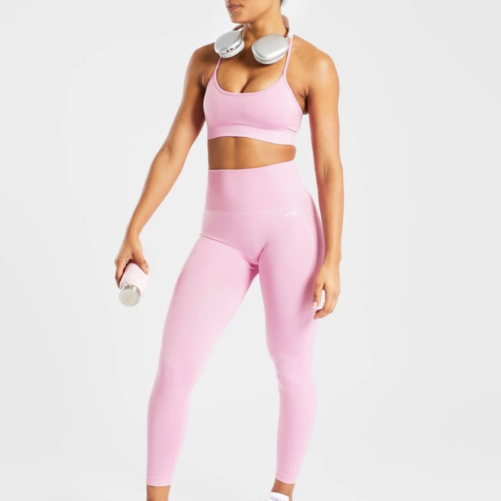 AYBL Empower Seamless Pink Leggings Bra Set